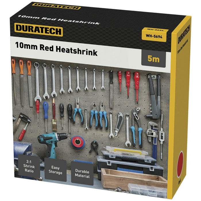 2:1 10mm Heatshrink Tubing 5m Red 2- Folders