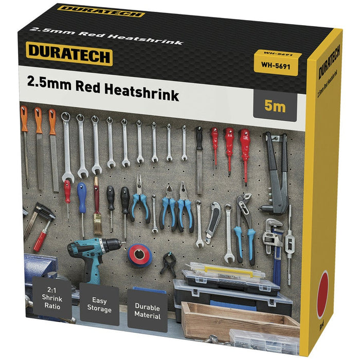 2:1 2.5mm Heatshrink Tubing 5m Red 2- Folders