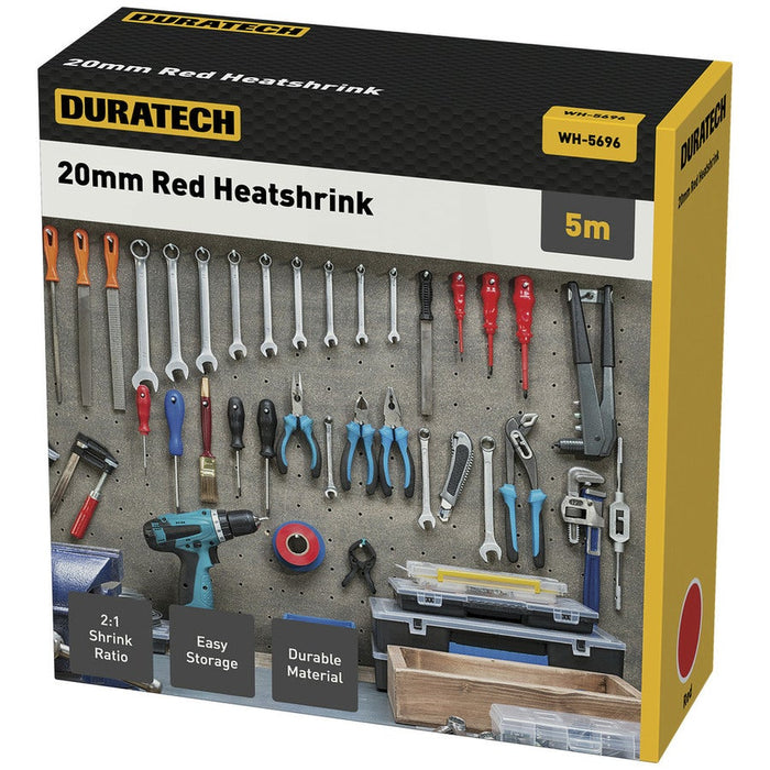 2:1 20mm Heatshrink Tubing 5m Red 2- Folders