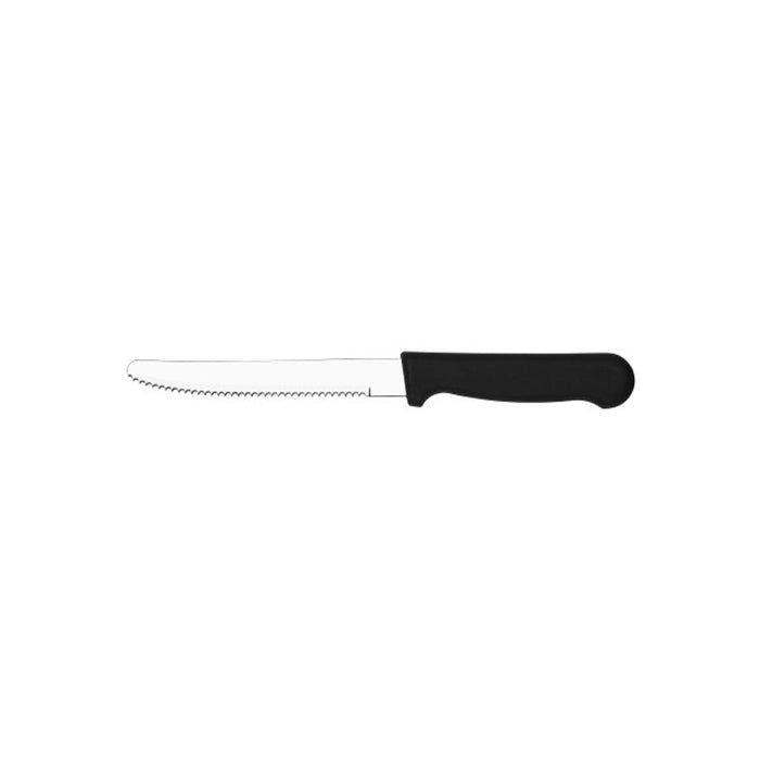 Tablekraft 12 Pack Black Handle Rounded Tip Steak Knife 20642