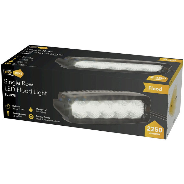 2250 Lumen Single Row LED Worklight Flood Beam Black - Folders