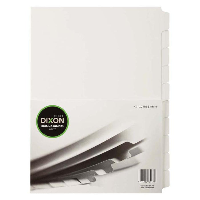 Dixon Binding Indices A4 White 10 Tab 235701