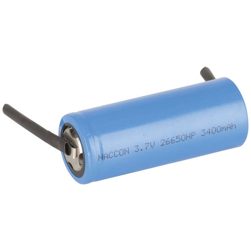 26650 Rechargeable Li-Ion Battery 3400mAh 3.7V Solder Tag - Folders