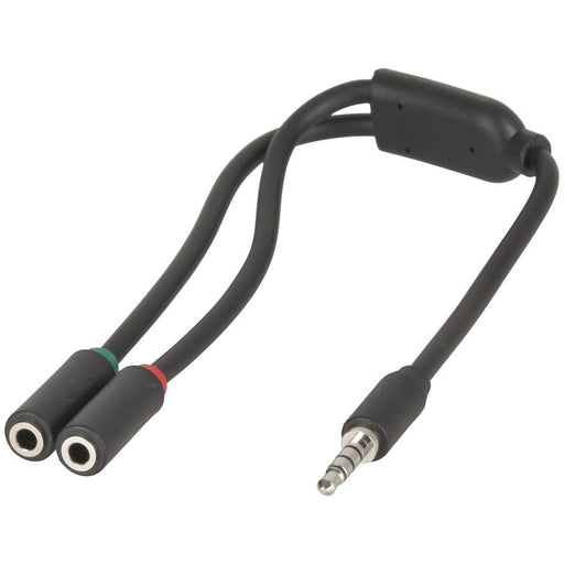 3.5mm 4 Pole Plug to 2 x 3.5mm Socket Cable - 250mm - Folders