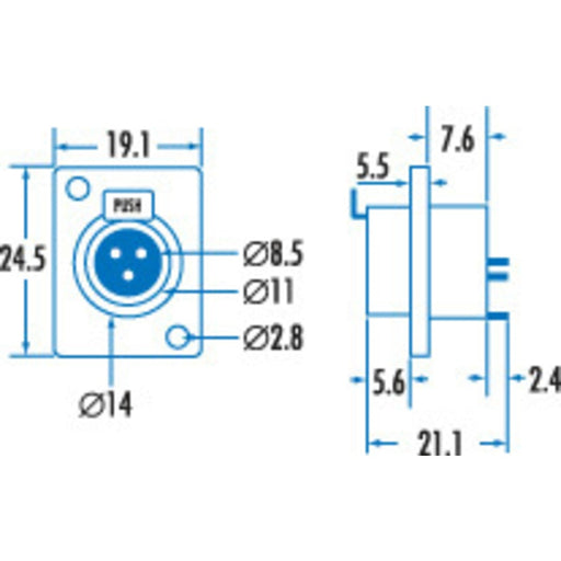 3 Pin Chasis Female Mini XLR Style Connector - Folders