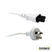 3 Pin Power (M) to C5 Clover (M) White 2m Power Cable - Folders