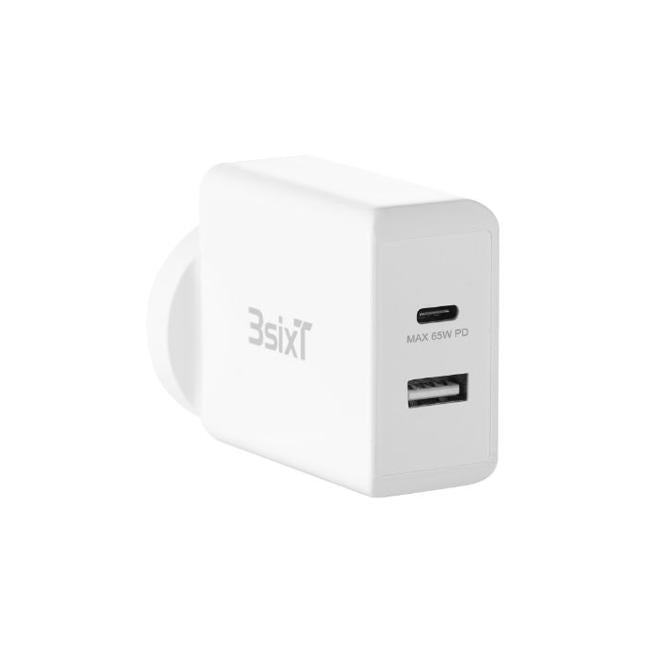 3sixT Wall Charger ANZ 65W USB-C PD + 2.4A White