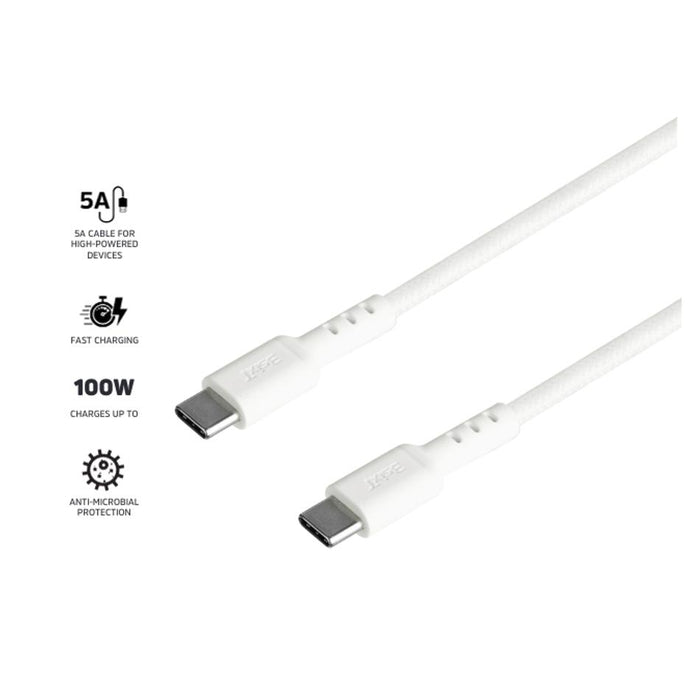 3sixT Tough Usb-C To Usb-C 5A Cable 1.2M White 3S-2586