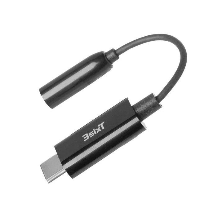 3sixT Hi Res Audio Connector USB-C to 3.5mm Cable 0.1m Black 3S-2681