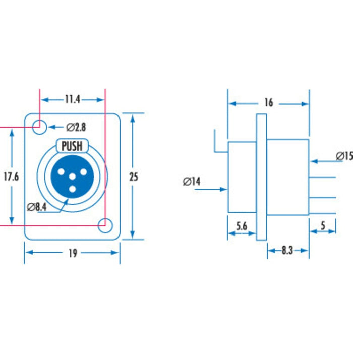 4 Pin Chassis Female Mini XLR Style Connector - Folders