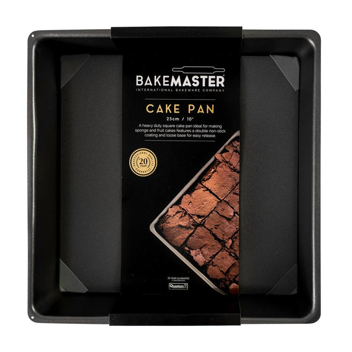 Bakemaster Loose Base Sq Deep Cake Pan, 25 X 25 X 8Cm - Non-Stick