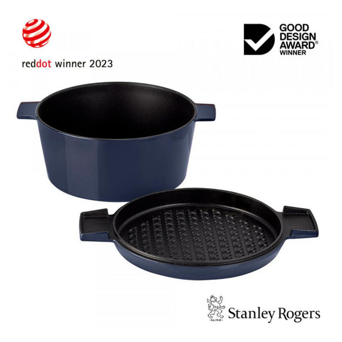 Stanley Rogers Cast Iron French Oven Mid Blue 24cm 42373