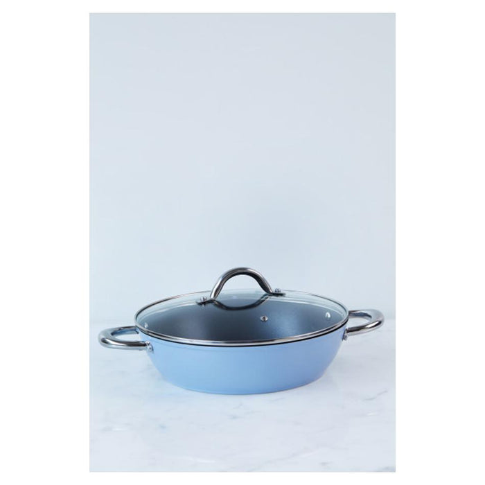 Easycook Blue Non-stick Casserole 28cm with glass lid