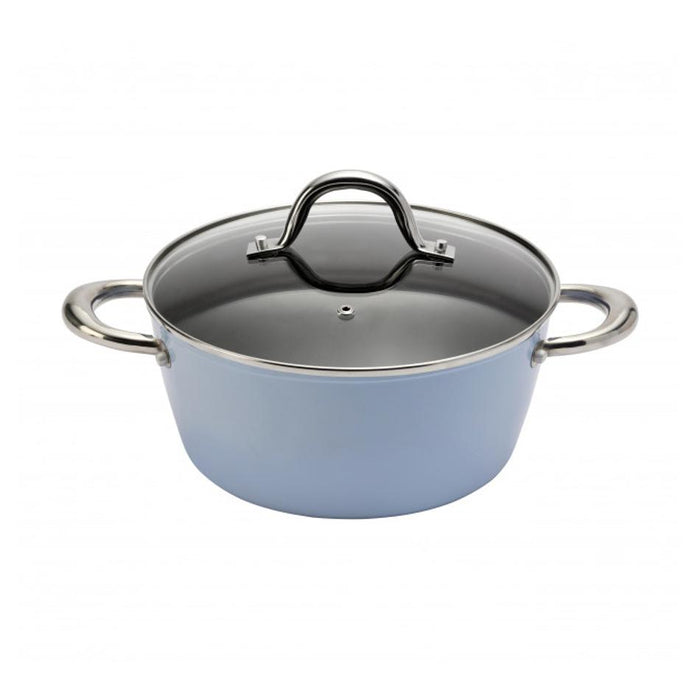 Easycook Blue Non-stick Casserole 24cm with glass lid