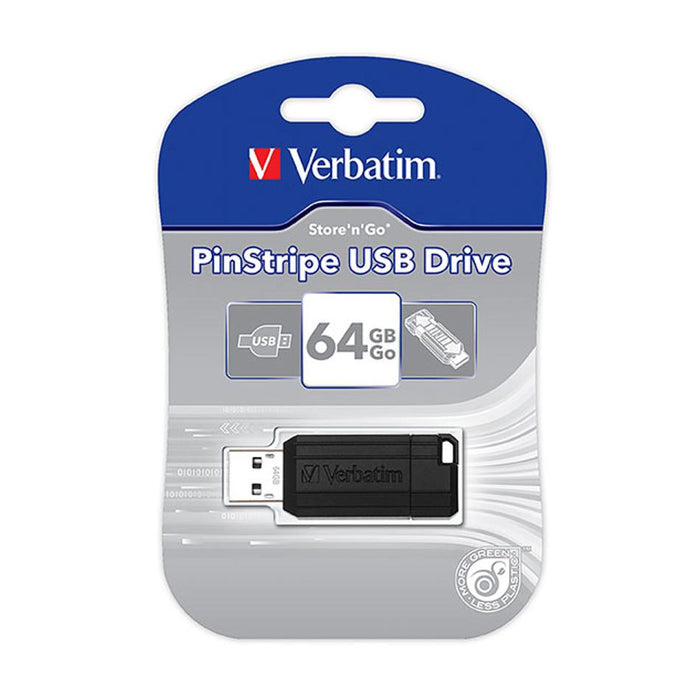 Verbatim Store And Go Usb Drive Pinstripe Black 64Gb 49065