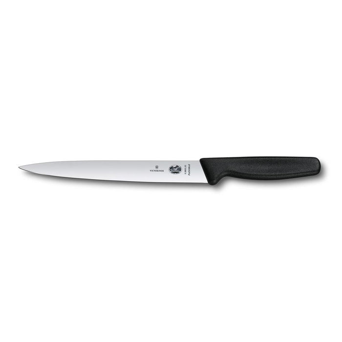 Victorinox Filleting Knife, 16cm Wide Flex Blade, Nylon, Hang Sell - Black