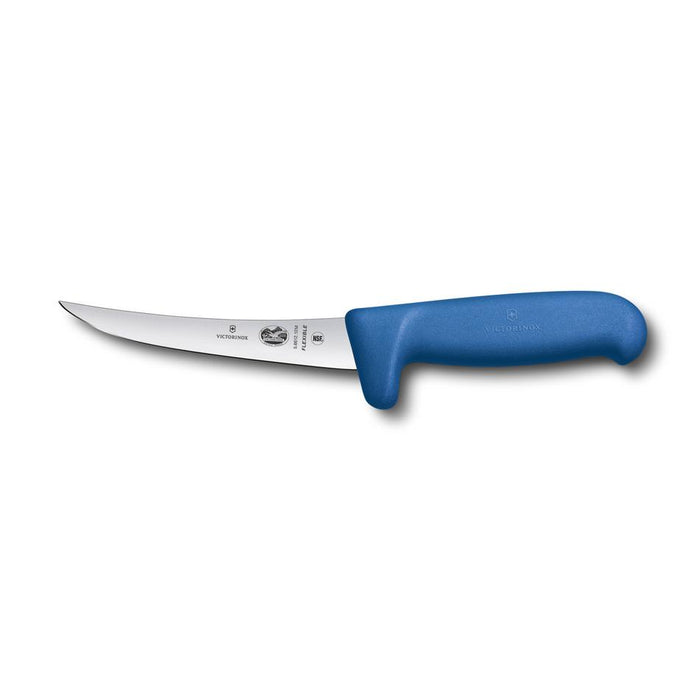 Victorinox Boning Knife, 12Cm Curved, Safety Grip, Flexible Narrow Blade Fibrox Blue