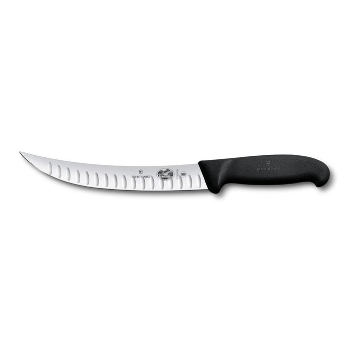 Victorinox Slaughter Knife, 20Cm, Curved Narrow Blade , Fluted - Fibrox - Black