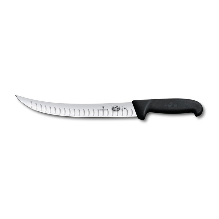 Victorinox Slaughter Knife, 25Cm, Curved Narrow Blade , Fluted - Fibrox - Black