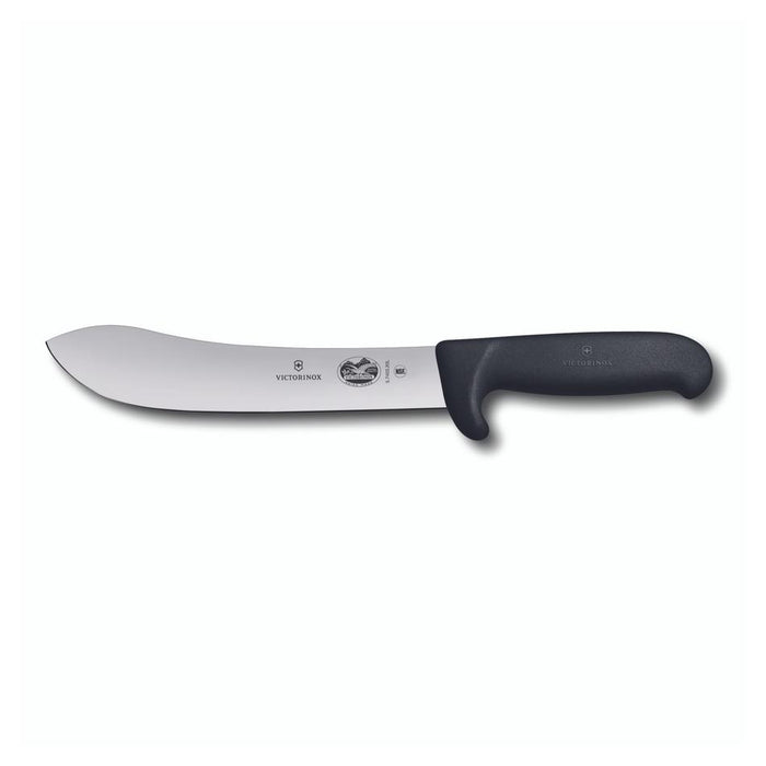 Victorinox Butchers Knife, 20Cm Safety Nose, Wide Tip Blade, Fibrox - Black