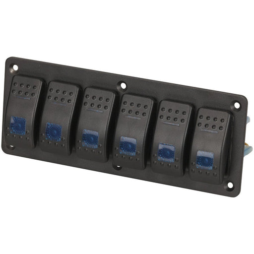 6 Way Illuminated Blue Rocker Switch Panel - Folders