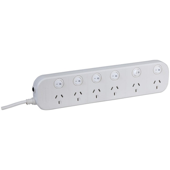 6 way Powerboard with 6 switches and Surge Overload Protection - Folders
