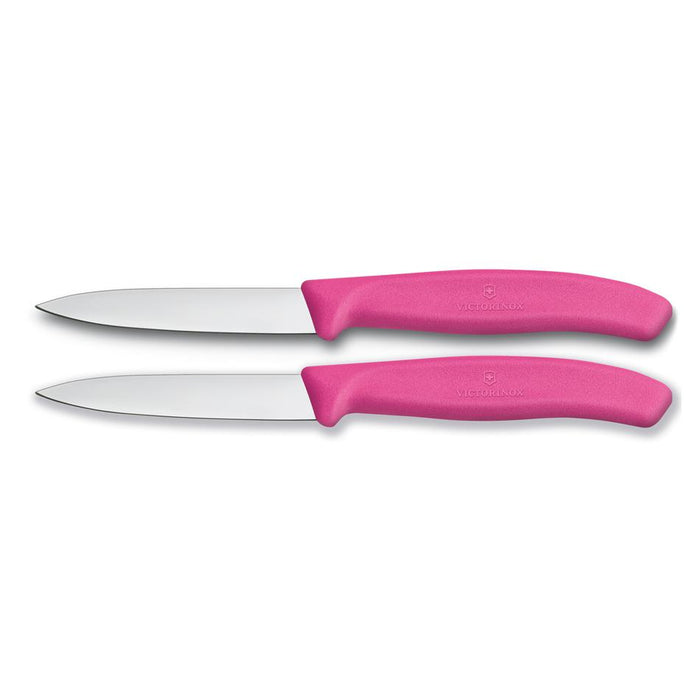 Victorinox Paring Knife, 8 Cm Pointed Blade, 2 Pc Set, Classic, Pink