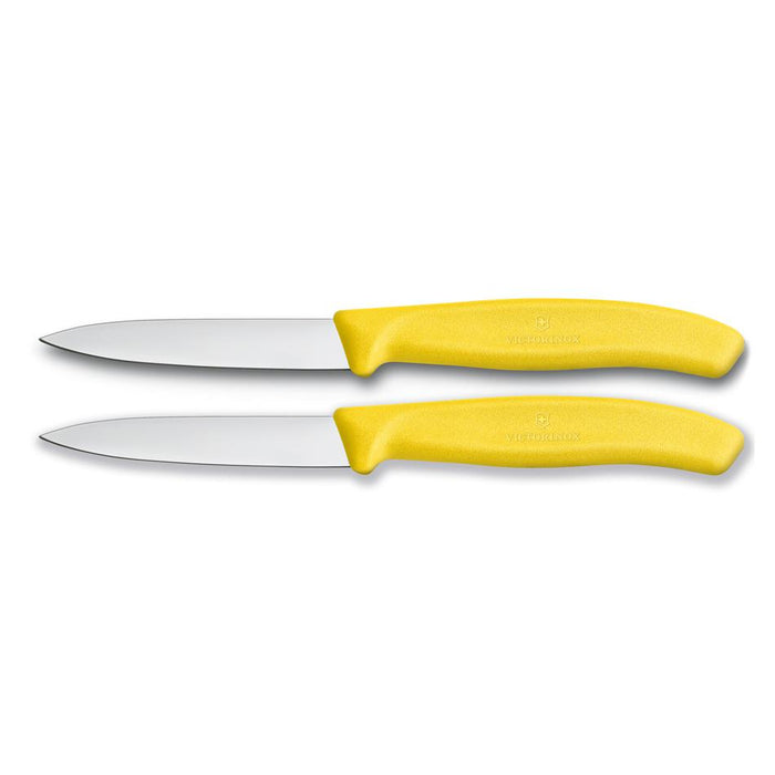 Victorinox Paring Knife, 8 Cm Pointed Blade, 2 Pc Set, Classic, Yellow