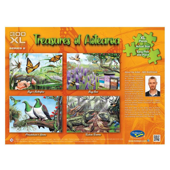 Puzzle - Set of Four Treasures of Aotearoa S2, 96pc Frame Tray Series