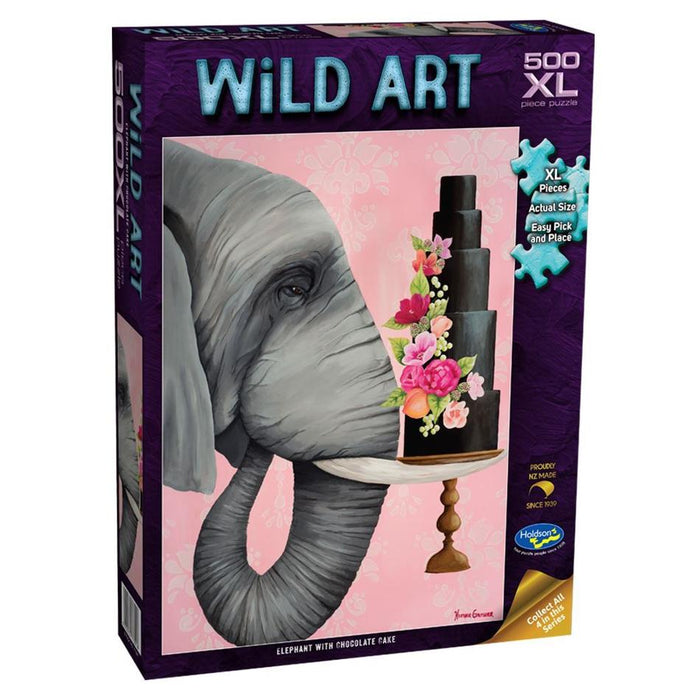 Holdson Puzzle - Wild Art, 500XL pc (Elephant with Chocolate Cake)