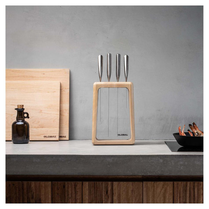 Global Hashira 5Pc Knife Block Set - Maple 79670