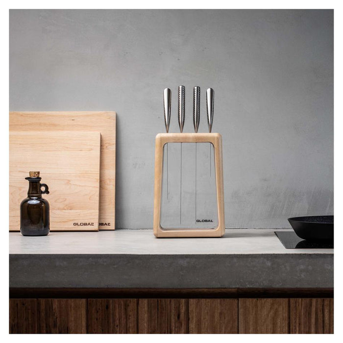 Global Hashira 5Pc Knife Block Set - Maple 79670