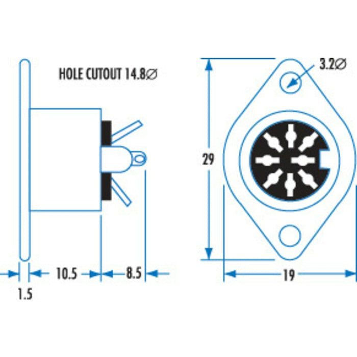 8 Pin DIN Chassis Socket - Folders