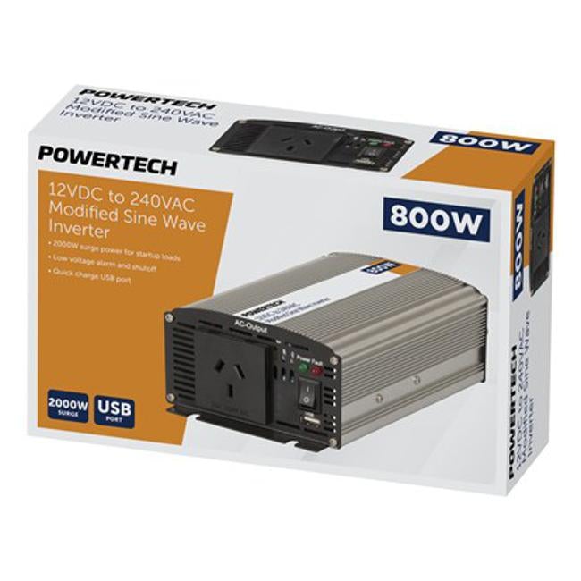 Powertech 800W (2000W) 12Vdc To 240Vac Modified Sinewave Inverter