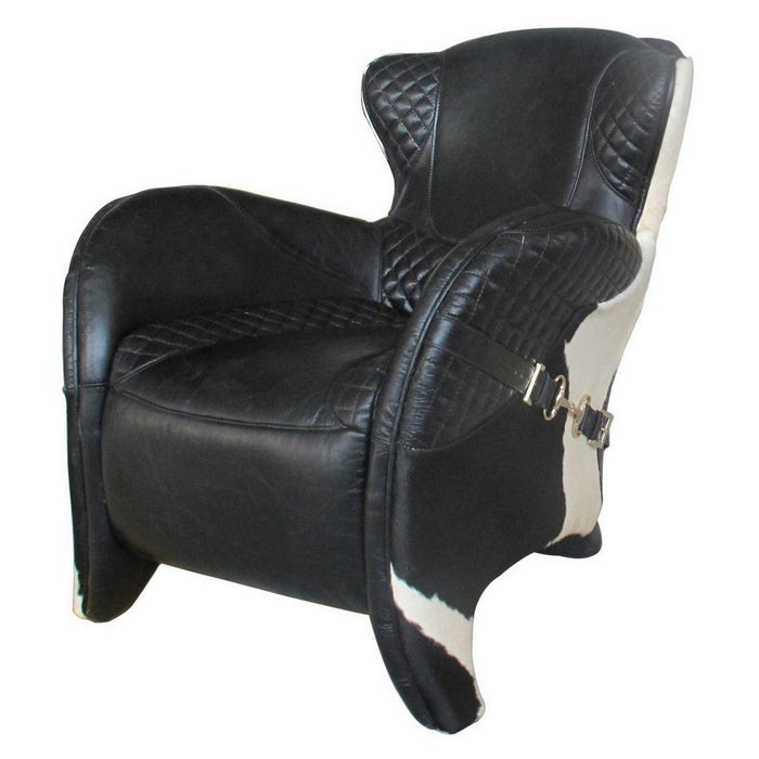 Rembrandt Rodeo Single Chair Black With Cow Skin AF2139