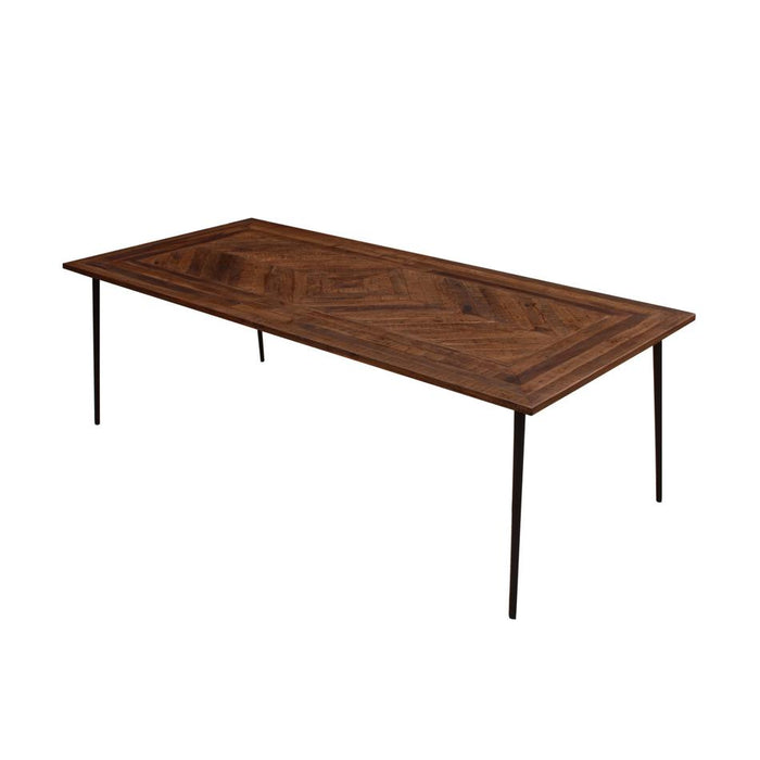 Chevron Parquet Dining Table With Forged Steel Legs - Walnut AK7001
