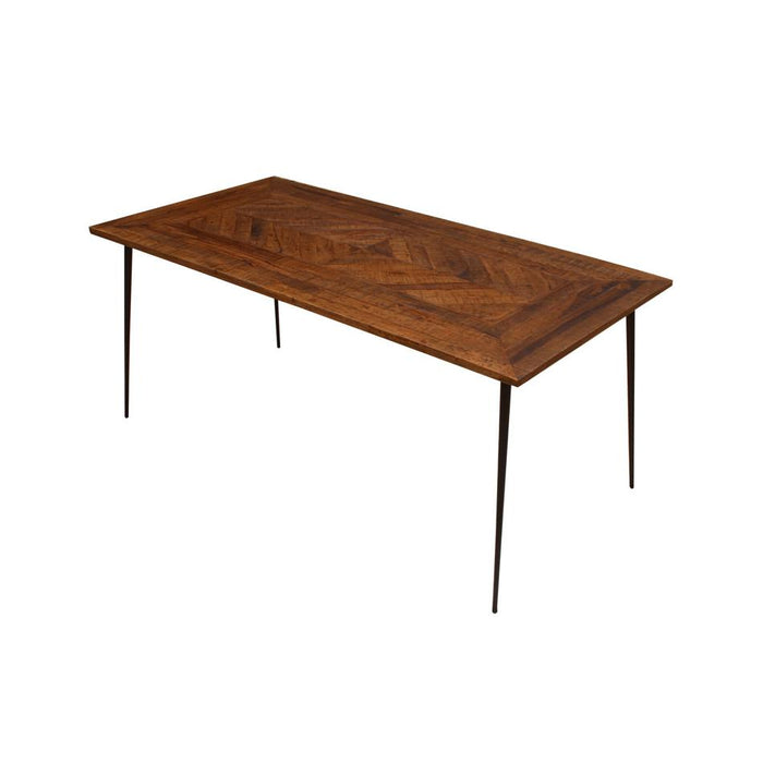 Chevron Parquet Dining Table With Forged Steel Legs - Walnut AK7002