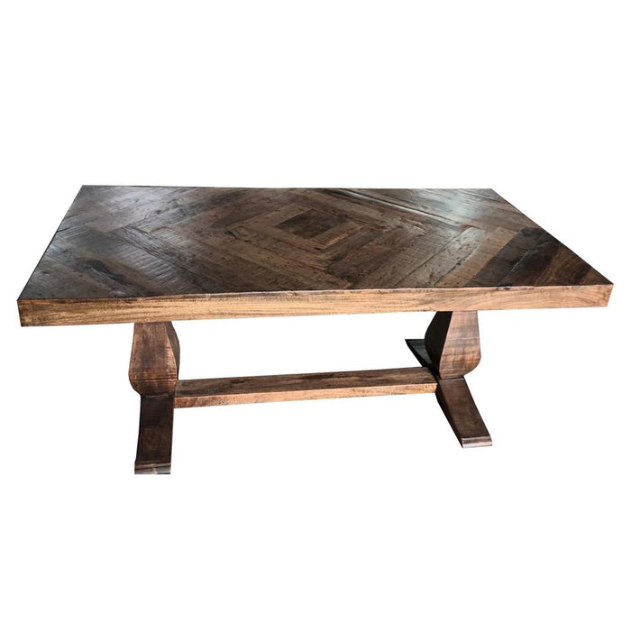Prairie Parqet Dining Table With Double Pedastal Base - Walnut AK7003