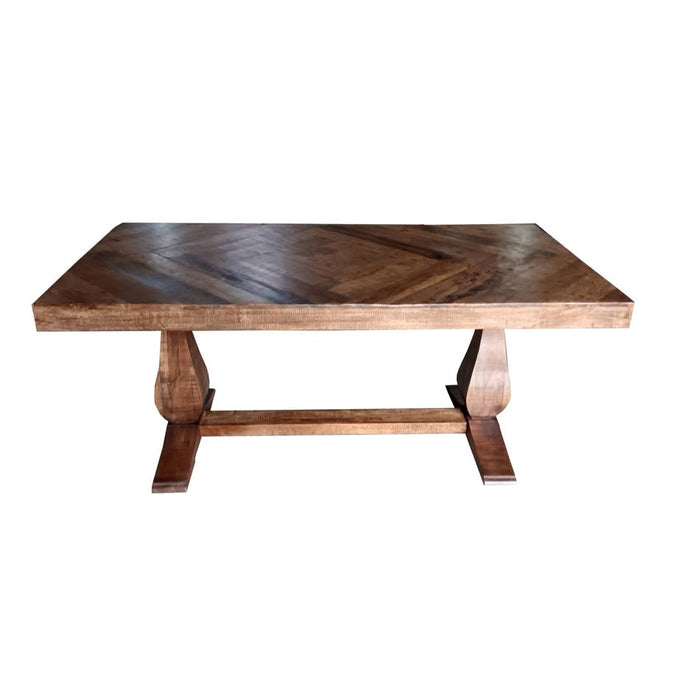 Prairie Parqet Dining Table With Double Pedastal Base - Walnut AK7004