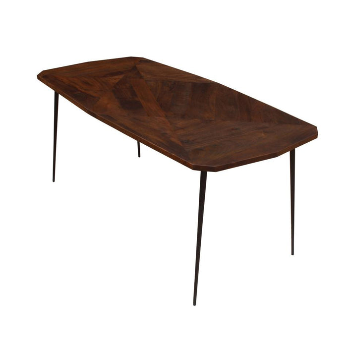 El Paso Asymmetric Dining Table With Forged Steel Legs - Distress