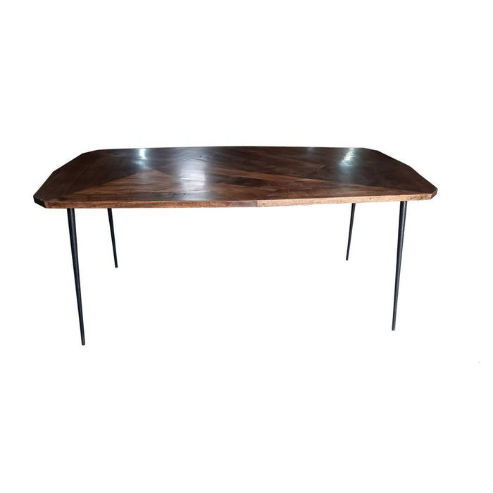 El Paso Asymmetric Dining Table With Forged Steel Legs - Distress