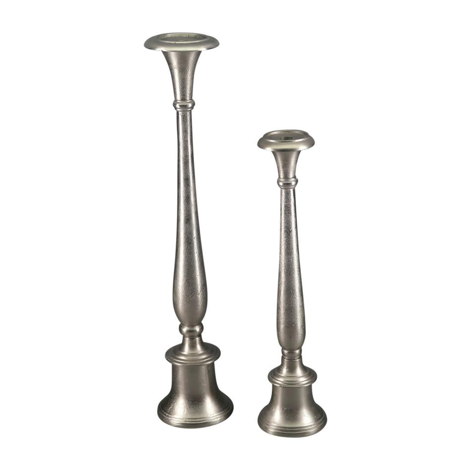 Alu Round Base Tall Pillar Holder (L) Silver AM9043 — Folders