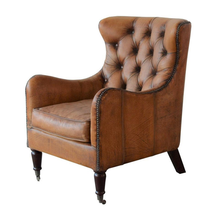 Rembrandt Bordeaux Arm Chair - Antique Light Brown Leather AR9001