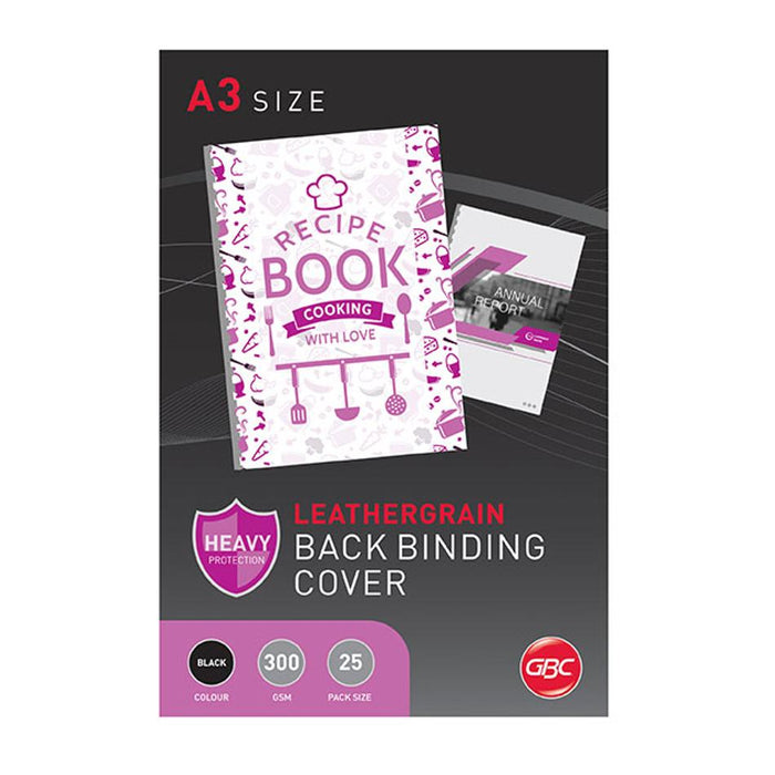 Gbc Binding Cover A3 L/Grain Black Pk25 BCL300A3BK25