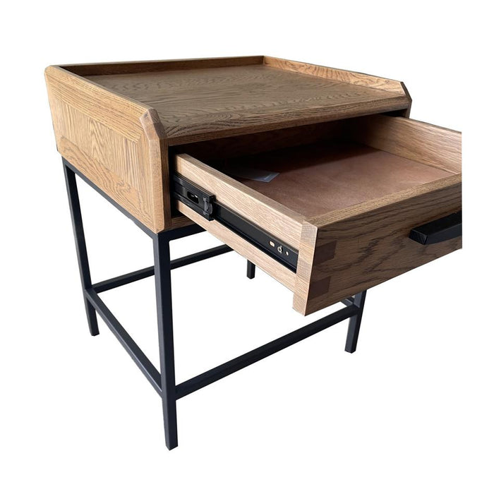 Rembrandt Side Table / Bedside - Oak/Metal BR3029