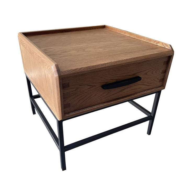 Rembrandt Side Table / Bedside - Oak/Metal BR3031