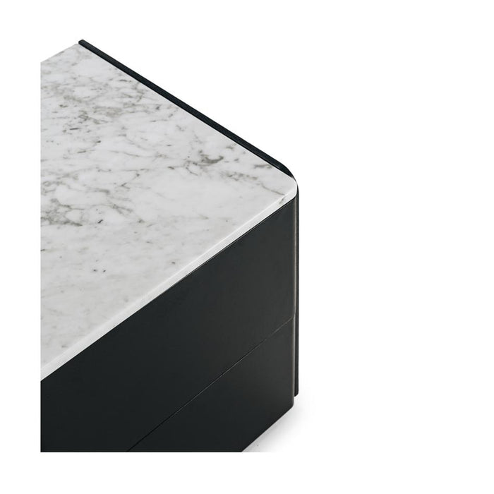 Furniture By Design Cube Black Oak Side Table 2drw (Marble Top)