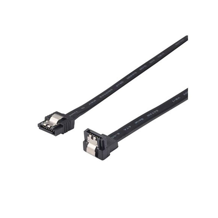 DYNAMIX 0.2m Right Angled SATA 6Gbs Data Cable With Latch. Black