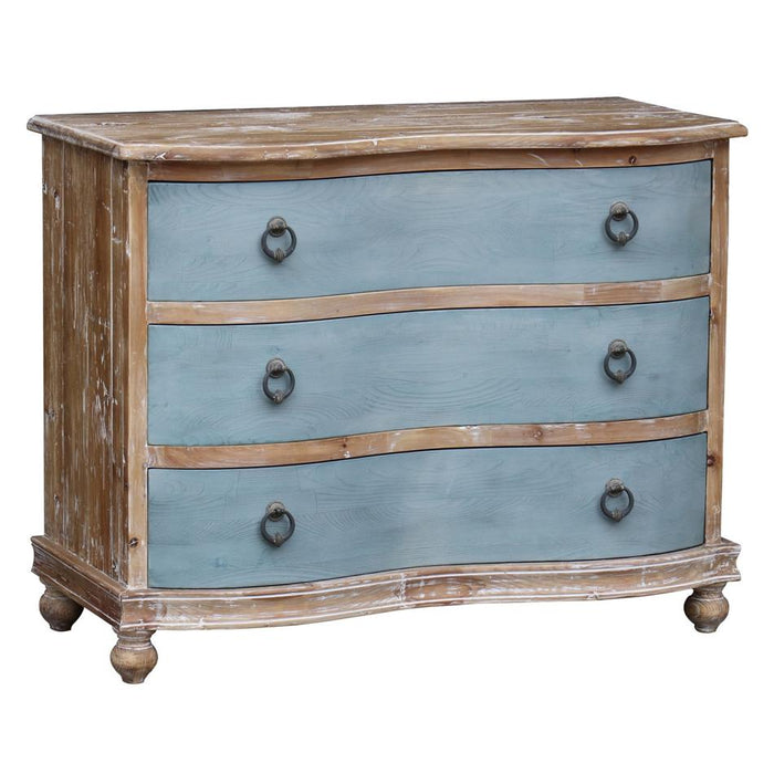 Rembrandt French Country Seasalt Blue Chest - 3 Drawers - Old Pine CF8221