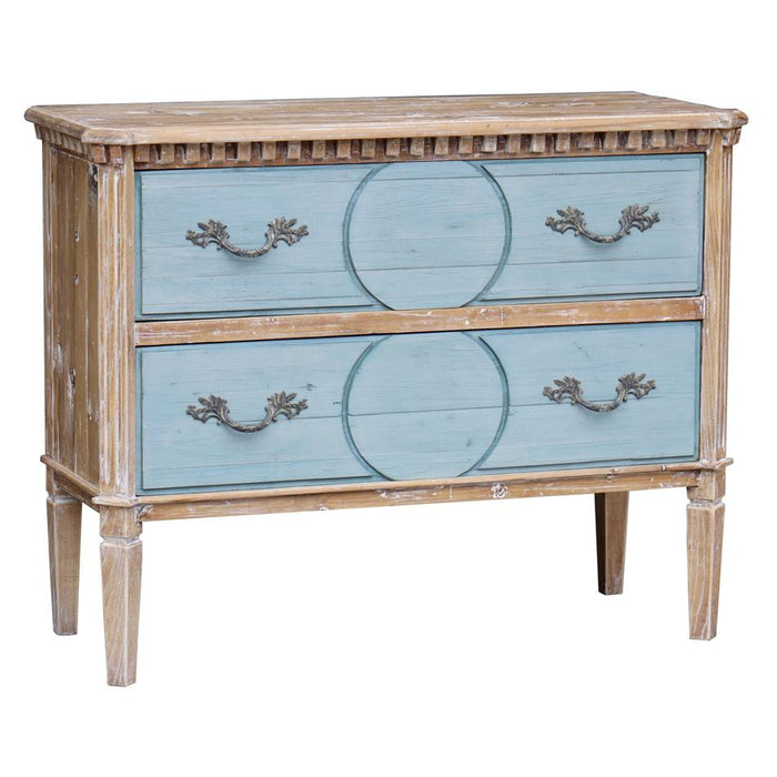 Rembrandt French Country Seasalt Blue Chest - 2 Drawers - Old Pine CF8222